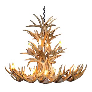 Canadian Antler Designs White Tail Brown 12-Light Antler Chandlier