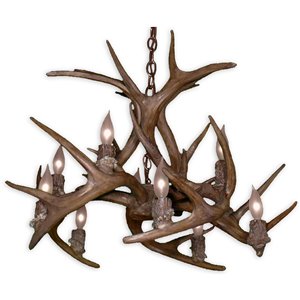 Canadian Antler Designs Reproduction Brown 10-Light Whitetail Antler Chandelier