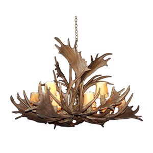 Canadian Antler Designs Reproduction Brown 12-Light Deer Antler Chandelier