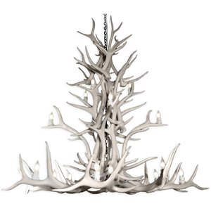 Canadian Antler Designs Reproduction White 15-Light Elk Antler Chandelier