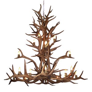 Canadian Antler Designs Reproduction Brown 15-Light Elk Antler Chandelier