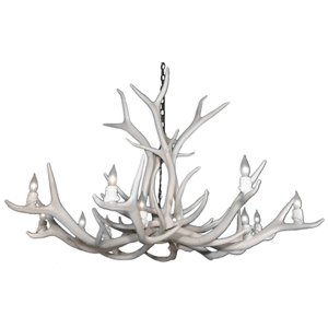 Canadian Antler Designs Reproduction White 12-Light Elk Antler Chandelier