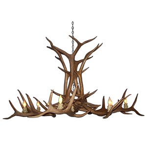 Canadian Antler Designs Reproduction Brown 12-Light Elk Antler Chandelier