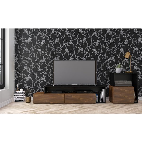 Nexera Paisley 72-in Truffle and Black TV Stand