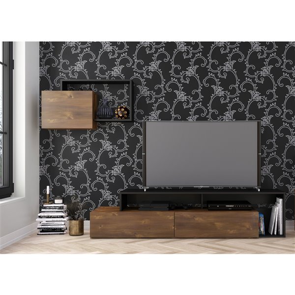 Nexera Paisley 72-in Truffle and Black TV Stand