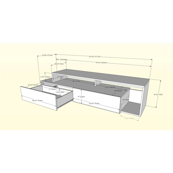 Nexera Paisley 72-in Truffle and Black TV Stand