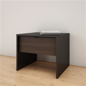 Nexera 1-Drawer Black and Ebony Nightstand