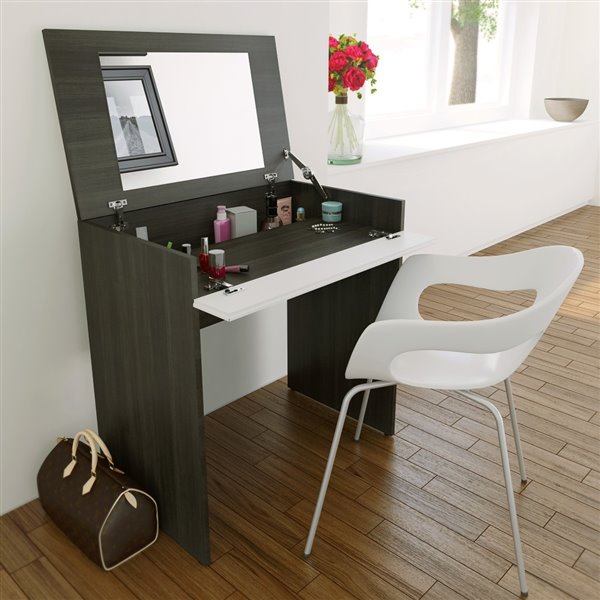 White Ebony Vanity And Writing Desk, Vanity Writing Desk