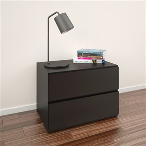 Nexera Black 2-Drawer Nightstand