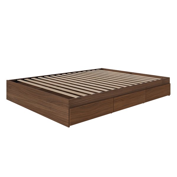 Nexera 3 Drawer Walnut 81.75-in x 62-in Queen Size Platform Bed