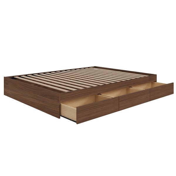 Nexera 3 Drawer Walnut 81.75-in x 62-in Queen Size Platform Bed