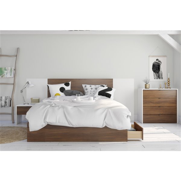 Queen Size Platform Bed 376031, Walnut Bed Frame With Drawers