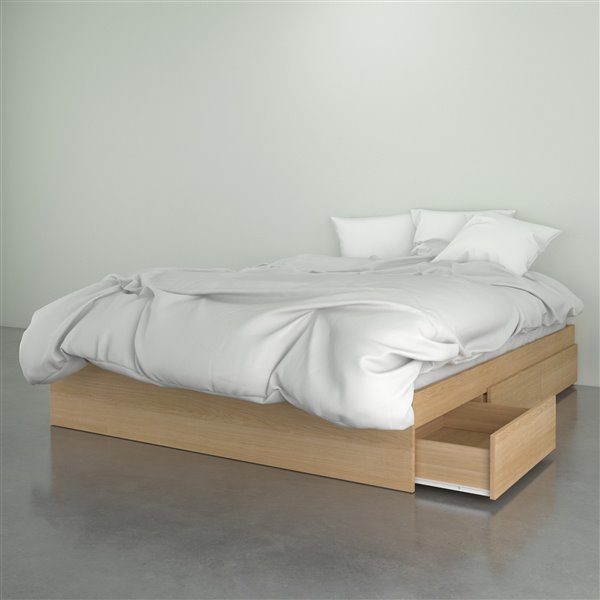 Nexera Bed with 3-Drawer - Natural Maple - Queen