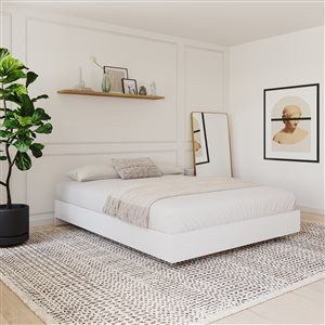 Nexera White 76-in x 55.25-in Full Size Platform Bed