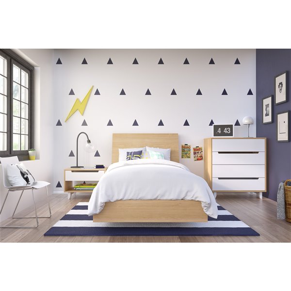 Nexera Nordik Natural Maple Queen Platform Bed Hanaposy