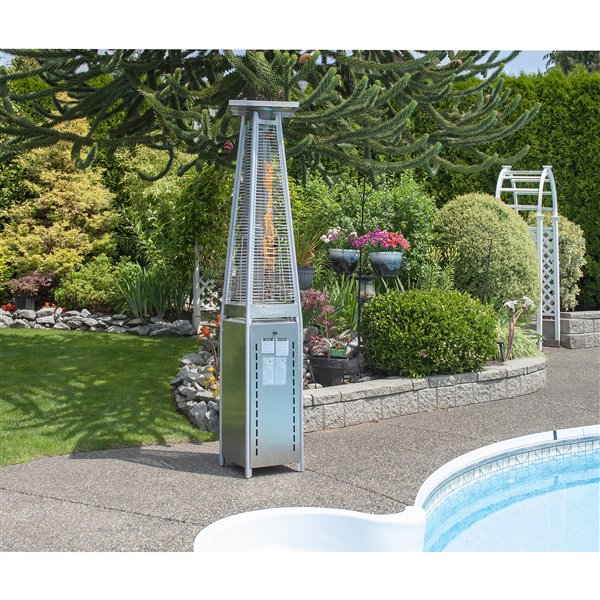 Paramount Glass Stainless Steel Propane Patio Heater 17-in x 17-in x 87-in