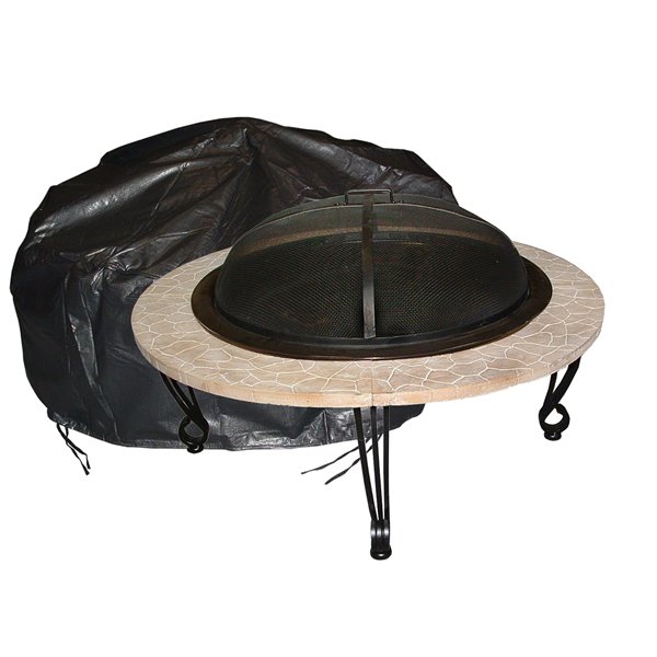 Paramount Black Outdoor Round Firepit, Round Firepit Cover