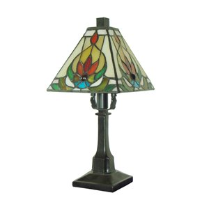 Fine Art Lighting Ltd. Tiffany 6-in x 12-in with Vintage Bronze Base and Multi Coloured Glass Shade Table Lamp