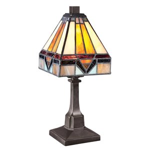 Fine Art Lighting Ltd. Tiffany 6-in x 12-in with Vintage Bronze Base and Multi Coloured Glass Shade Table Lamp