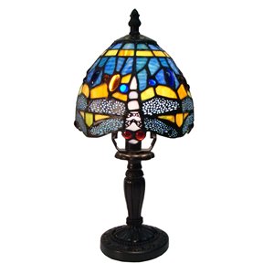Fine Art Lighting Ltd. Tiffany 6-in x 12-in with Vintage Bronze Base and Multi Coloured Glass Shade Table Lamp