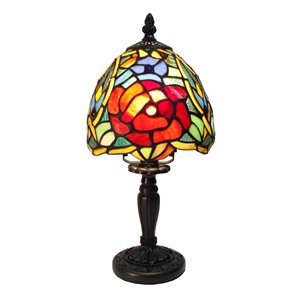 Fine Art Lighting Ltd. Tiffany 6-in x 12-in with Vintage Bronze Base and Multi Coloured Glass Shade Table Lamp