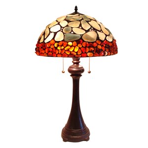 Fine Art Lighting Ltd. Tiffany 16-in x 29-in with Vintage Bronze Base and Multi Coloured Glass Shade Table Lamp