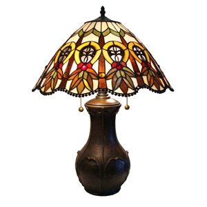 Fine Art Lighting Ltd. Mission 21-in Vintage Bronze Tiffany Style 2-Light Table Lamp