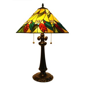 Fine Art Lighting Ltd. Tiffany 17-in x 26-in with Vintage Bronze Base and Multi Coloured Glass Shade Table Lamp