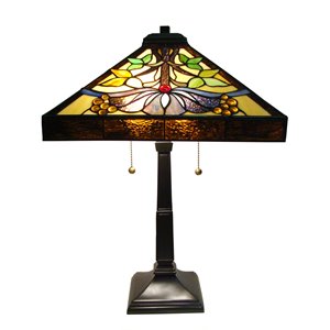 Lampe de table Mission, style Tiffany, 16" x 24"