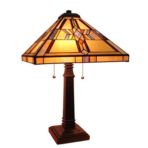 Fine Art Lighting Ltd. Mission 25-in Bronze Tiffany Style 2-Light Table Lamp