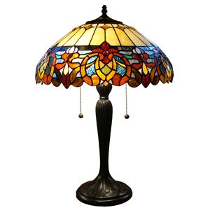Fine Art Lighting Ltd. Tiffany 16-in x 25-in with Vintage Bronze Base and Multi Coloured Glass Shade Table Lamp