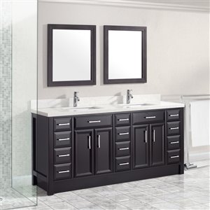 Spa Bathe Calumet 75-in Double SInk Espresso Bathroom Vanity with Quartz Top