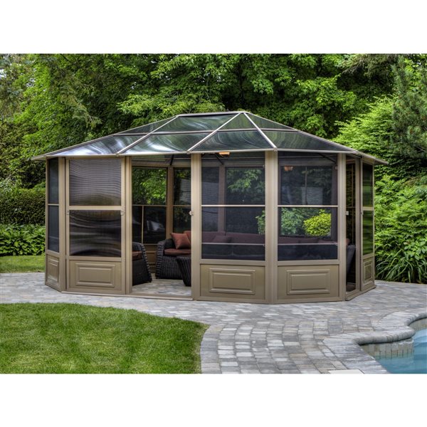 Gazebo Penguin Florence 12 x 15-ft Hexagon Polycarbonate-Roof Sand Aluminum Solarium