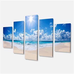 Toile imprimée, plage tropicale, 32" x 60", 5 panneaux