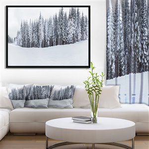 Designart Canada Framed Snow Capped Hills 30-in x 62-in Canvas Wall Art