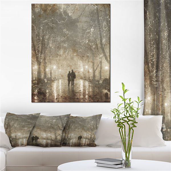 Designart Canada Couple Walking at Night Canvas Print - 40-in x 30-in