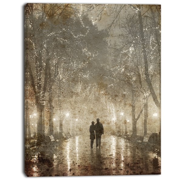 Designart Canada Couple Walking at Night Canvas Print - 40-in x 30-in