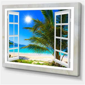 Toile imprimée, fenêtre vue plage, 30 po x 40 po