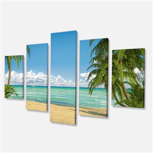 Designart Canada Palms at Caribbean Beach 32-in x 60-in 5 Panel Wall Art