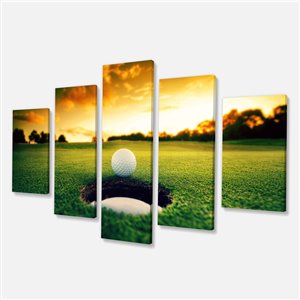 Designart Canada Golf Ball Near Hole 32-in x 60-in 5 Panels Wall Art