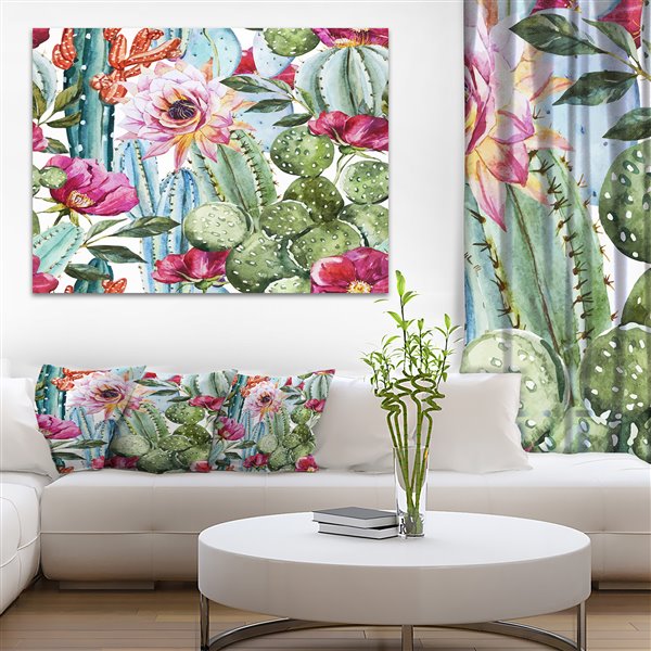 Designart Canada Cactus Watercolour 30-in x 40-in Canvas Print Wall Art