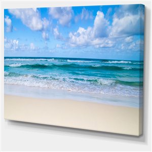 Designart Canada Serene Blue Tropical Beach 30-in x 40-in Wall Art