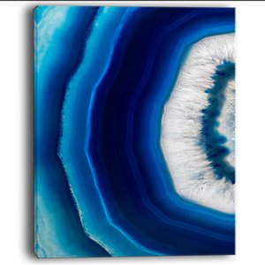 Designart Canada Blue Agate Crystal 40-in x 30-in Print On Canvas Wall Art