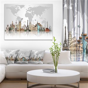 Tableau, monuments célèbres dans le monde, 30 po x 40 po