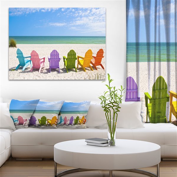 Designart Canada Adirondack Beach Chairs 30-in x 40-in Canvas Wall Art