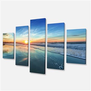 Designart Canada Blue sunset 60-in x 32-in 5 Panel Canvas Print Wall Art