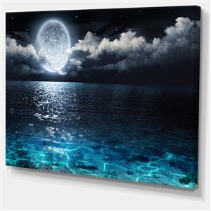 Designart Canada Full Moon Over Sea Canvas Print 30-in x 40-in