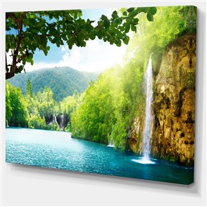 Designart Canada Waterfall 30-in x 40-in Canvas Print Wall Art