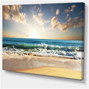 Designart Canada Blue Sea 40-in x 30-in Canvas Print Wall Art