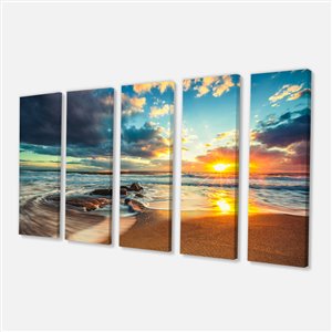 Paysage-nuages sur la mer, tableau d'art, 28"x60", 5 pièces